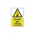 Danger Men Working Overhead Sign 300 x 200mm - Self Adhesive Vinyl