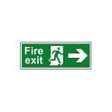 Fire exit (Man arrow right) 400 x 150mm - Self Adhesive Vinyl
