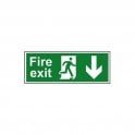 Fire exit (Man arrow down) 400 x 150mm - Self Adhesive Vinyl