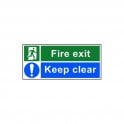 Fire exit Keep clear 200 x 450mm - Self Adhesive Vinyl