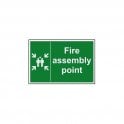 Fire Assembly Point Sign 200 x 300mm - Self Adhesive Vinyl