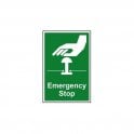 Emergency Stop Sign 300 x 200mm - Self Adhesive Vinyl
