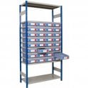 Shelf Trays on Expo 4 Shelving KIT C H2000 x W1000 x D300mm with 11 Shelves 110kg UDL & 32no. 234x90x300 trays