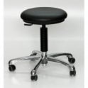 Upholstered Chrome Stool with Feet Height Adjustment 460-660mm