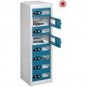 8 Door Tablet Store & Charge Locker with Vision Doors fitted with Standard 3 Pin Sockets H1000 x W305 X D370mm