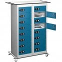 16 Door Tablet Store & Charge Trolley fitted with Standard 3 Pin Sockets H1050 x W800 x D370mm