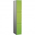 Three Compartment Aluminium Body Locker with SGL Doors H1800 x W300 x D400mm
