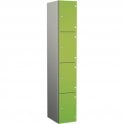 Four Compartment Aluminium Body Locker with SGL Doors H1800 x W300 x D400mm