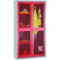Mesh Door Cabinet - Centre divider hanging rail & 3 shelves H1830 x W915 x D459mm