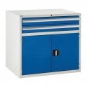 Cupboard with 2 Drawers & 1 Shelf - H825 x W900 x D650mm - 2x100mm, 1x500mm