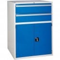 Cupboard with 2 Drawers & 1 Shelf - H1200 x W900 x D650mm - 2x200mm, 1x710mm