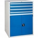 Cupboard with 4 Drawers & 1 Shelf - H1200 x W900 x D650mm - 4x100mm, 1x710mm