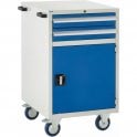 Mobile Cupboard with 2 Drawers & 1 Shelf - H980 x W600 x D650mm - 2x100mm, 1x500mm