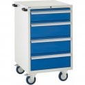 4 Drawer Mobile Cabinet - H980 x W600 x D650mm - 1x150mm, 3x200mm