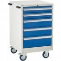 5 Drawer Mobile Cabinet - H980 x W600 x D650mm - 2x100mm, 2x150mm, 1x200mm
