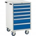 6 Drawer Mobile Cabinet - H980 x W600 x D650mm - 4x100mm, 1x150mm, 1x200mm