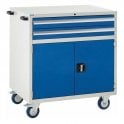 Mobile Cupboard with 2 Drawers & 1 Shelf - H980 x W900 x D650mm - 2x100mm, 1x500mm