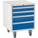 4 Drawer Under Bench Cabinet - H780 x W600 x D650mm - 2x100mm, 1x150mm, 1x200mm