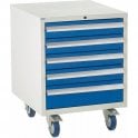 5 Drawer Under Bench Cabinet - H780 x W600 x D650mm - 4x100mm, 1x150mm