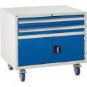 Under Bench Cupboard with 2 Drawers & 1 Shelf - H780 x W900 x D650mm - 2x100mm, 1x300mm