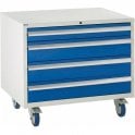 4 Drawer Under Bench Cabinet - H780 x W900 x D650mm - 1x100mm, 3x150mm