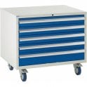 5 Drawer Under Bench Cabinet - H780 x W900 x D650mm - 4x100mm, 1x150mm