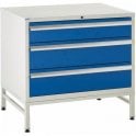 3 Drawer Under Bench Cabinets on Stands - H825 x W900 x D650mm - 1x150mm, 2x200mm