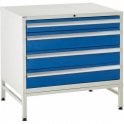 4 Drawer Under Bench Cabinets on Stands - H825 x W900 x D650mm - 1x100mm, 3x150mm