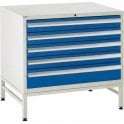 5 Drawer Under Bench Cabinets on Stands - H825 x W900 x D650mm - 4x100mm, 1x150mm