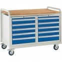 Euroslide Trolley - Beech Top with 5 Drawers - Kit 22 - H960 x W1270 x D675mm