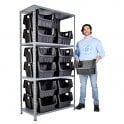 MEGA 50 Shelving H2000 x W1000 x D500mm 4 Shelf Level 100kg UDL with 24 Boulder MAX 6 Picking Bins