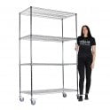 Stellar MOBILE Chrome Wire Shelving H2050 x W1220 x D610mm 4 Shelf Level 250kg total load capacity (shown above)
