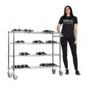 Stellar Wine Rack Trolley H1050 x W1220 x D355mm with 4 Wine Shelves Capacity 48 bottles
