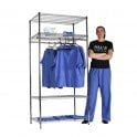 Stellar Chrome Wire Garment Racking Double Rail H1900 x W915 x D610mm 4 Shelf Level 240kg UDL + 2 Hanging Rails (shown above)