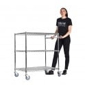 Stellar Chrome Wire Trolley H1050 x W915 x D610mm 3 Shelf Level 100kg UDL