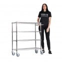 Stellar Chrome Wire Trolley H1050 x W915 x D355mm 4 Shelf Level 75kg UDL
