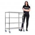 Stellar Chrome Wire Trolley H1050 x W915 x D460mm 4 Shelf Level 75kg UDL