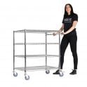 Stellar Chrome Wire Trolley H1050 x W915 x D610mm 4 Shelf Level 75kg UDL