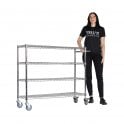 Stellar Chrome Wire Trolley H1050 x W1220 x D355mm 4 Shelf Level 75kg UDL