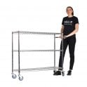Stellar Chrome Wire Trolley H1050 x W1220 x D355mm 3 Shelf Level 100kg UDL