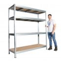 BULLRACK RIVET Longspan Shelving H2000 x W1800 x D600mm 4 Chipboard Shelf Level 600kg UDL