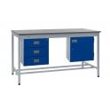 KIT B: Square Tube Workbench - Laminate Top H.840 W.1200 D.750 - Storage Cupboard & Triple Drawer Unit