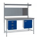 KIT D: Square Tube Workbench - Laminate Top H.840 W.1200 D.750 - Storage Cupboard, Triple Drawer Unit, 760mm Rear Support Posts, Louvre Panel & Laminate Upper Shelf