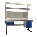 KIT E: Electric Height Adjustable Workbench - Laminate Top H.840 W.1200 D.750 - Single Drawer, Storage Cupboard, 1180mm Rear Support Posts, Service Duct Worktop Fitting, Light & Tool Rail Support, 3 Setting LED Light 30 Watt, Louvre Panel & Laminate Upper