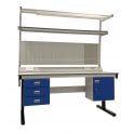 KIT F: Electric Height Adjustable Workbench - Laminate Top H.840 W.1200 D.750 - Storage Cupboard, Triple Drawer Unit, 1180mm Rear Support Posts, Service Duct Worktop Fitting, Light & Tool Rail Support, 3 Setting LED Light 30 Watt, Louvre Panel & Laminate 
