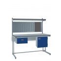 KIT C: Cantilever ESD Workbench - Lamstat Top H.840 W.1200 D.750 - Single Drawer, Storage Cupboard, 760mm Rear Support Posts, Louvre Panel & Lamstat Upper Shelf