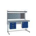 KIT D: Cantilever ESD Workbench - Lamstat Top H.840 W.1200 D.750 - Storage Cupboard, Triple Drawer Unit, 760mm Rear Support Posts, Louvre Panel & Lamstat Upper Shelf