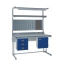 KIT F: Cantilever ESD Workbench - Lamstat Top H.840 W.1200 D.750 - Storage Cupboard, Triple Drawer Unit, 1180mm Rear Support Posts, Service Duct Worktop Fitting, Light & Tool Rail Support, 3 Setting LED Light 30 Watt, Louvre Panel & Lamstat Upper Shelf