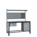KIT C: Heavy Duty Workbench - Laminate Top H.840 W.1200 D.750 - Single Drawer, Storage Cupboard, 760mm Rear Support Posts, Louvre Panel & Laminate Upper Shelf