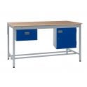 KIT A: Square Tube Workbench - Beech Top H.840 W.1200 D.750 - Single Drawer & Storage Cupboard